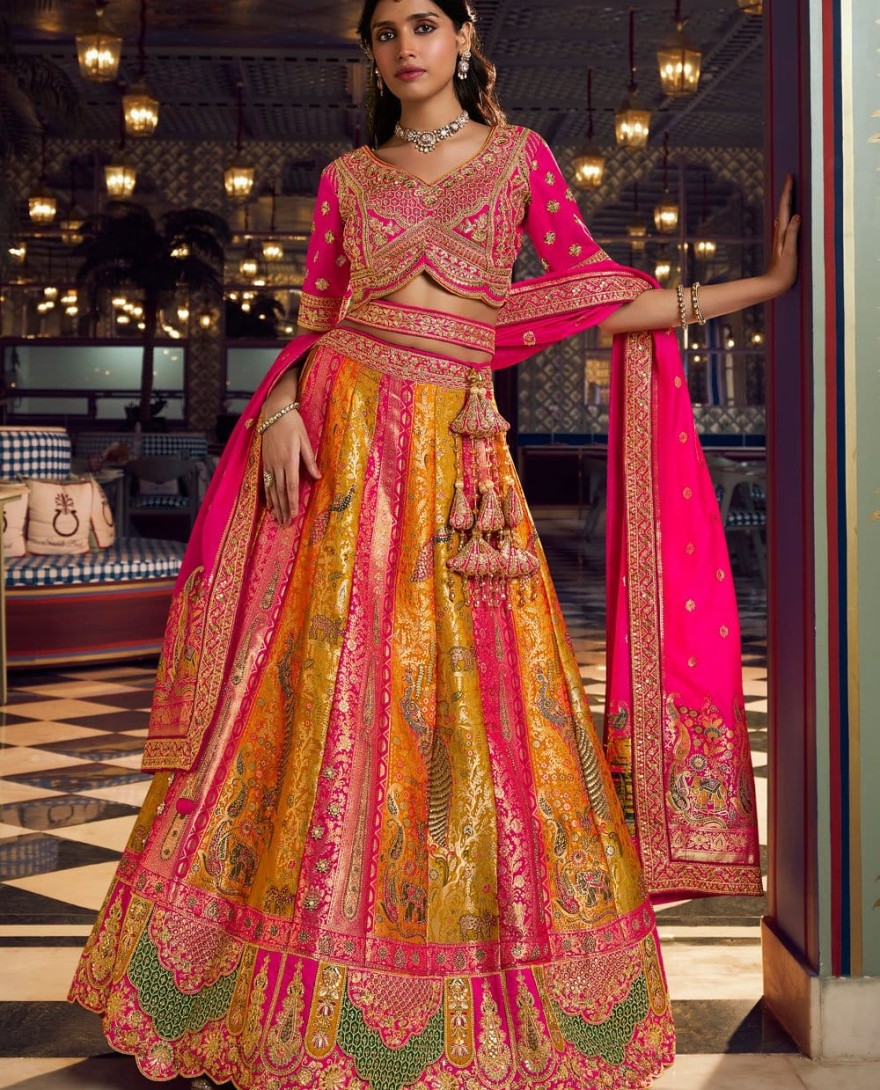 10382 - Glorious Embroidered Banarasi Multi Colour Designer Lehenga Choli